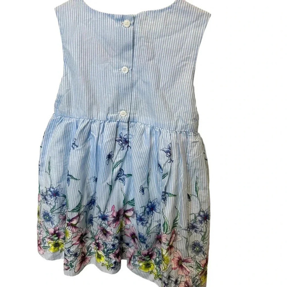 NWT Baby Gap Floral Print Sleeveless Striped Fit & Flare Dress Size 2 Year - Picture 2 of 6
